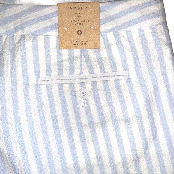 Club Monaco sz 0 light blue & white striped scalloped hem dressy short shorts - Picture 13 of 16